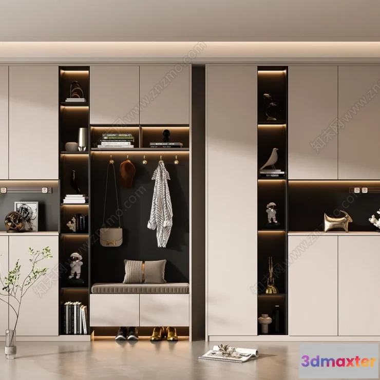 1384183 - Shoe Cabinet and Racks - 3D Models for Interior - 016 3D Max