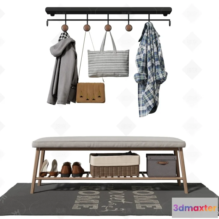 1384599 - Shoe Cabinet and Racks - 3D Models for Interior - 022 3D Max