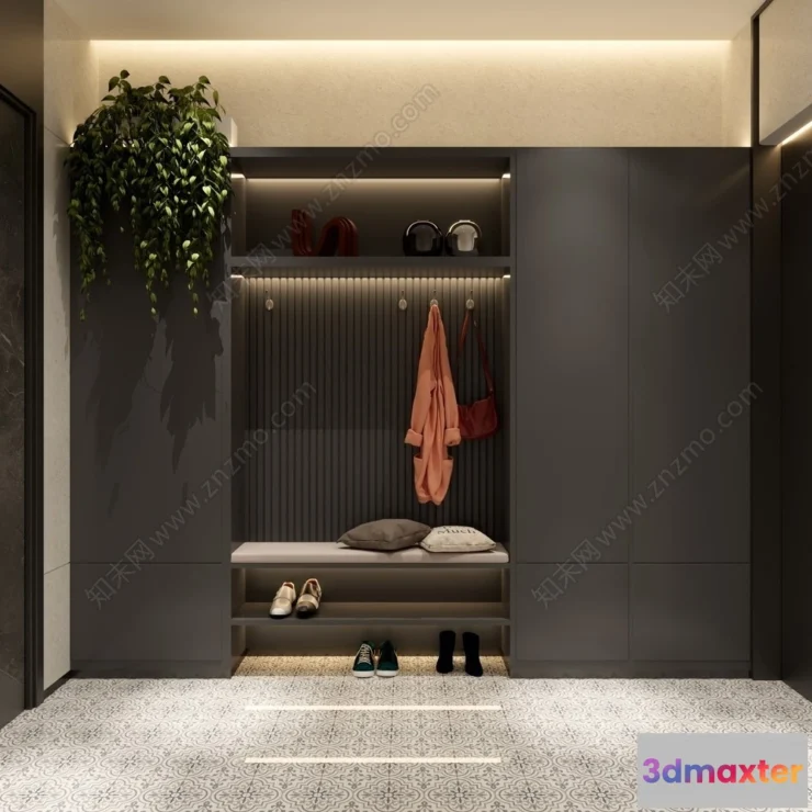 1385606 - Shoe Cabinet and Racks - 3D Models for Interior - 038 3D Max