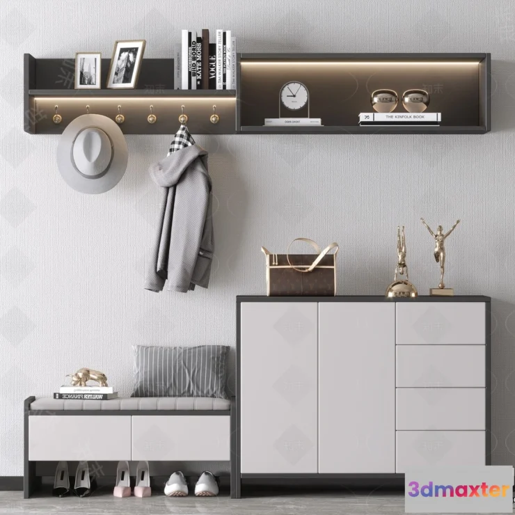 1386114 - Shoe Cabinet and Racks - 3D Models for Interior - 046 3D Max