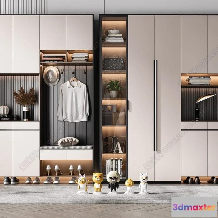 1386769 - Shoe Cabinet and Racks - 3D Models for Interior - 056 3D Max