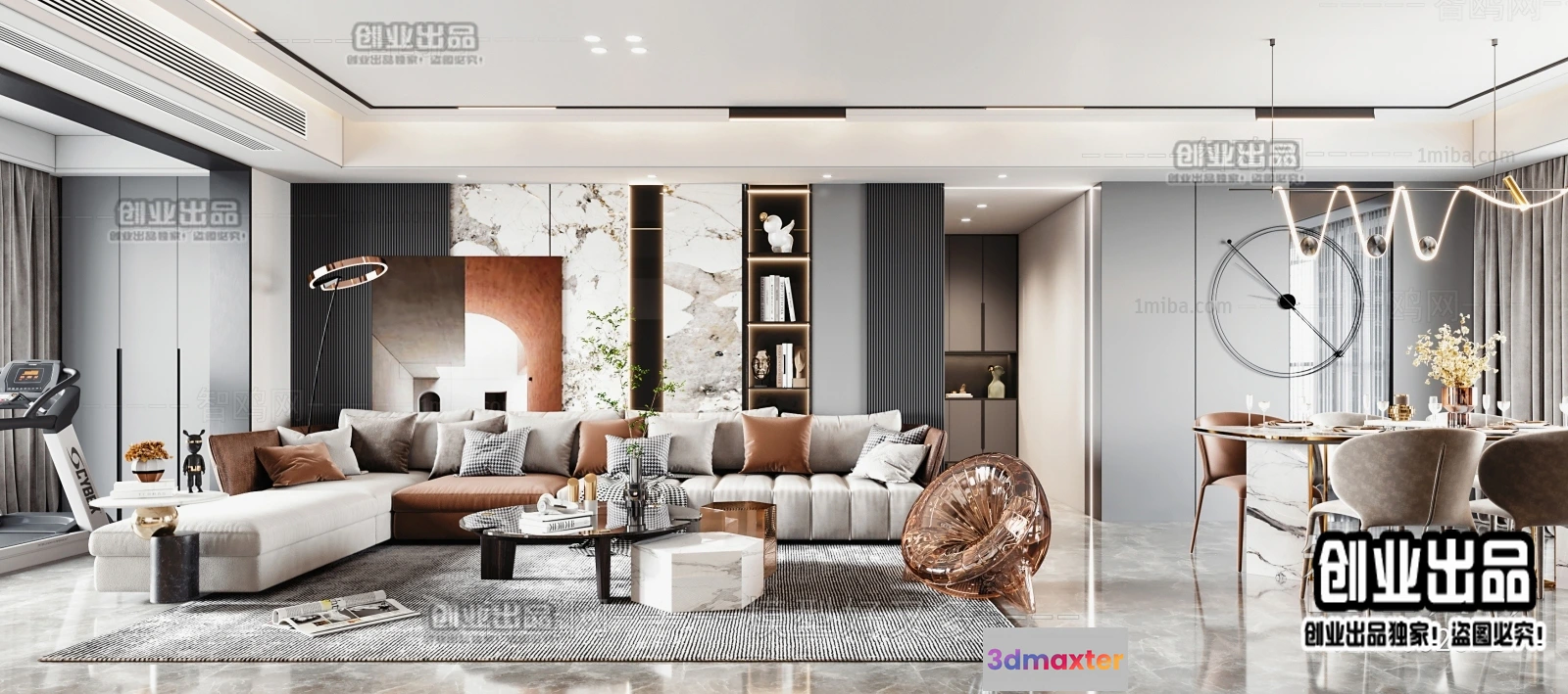 1386829 - Living Room - Modern Style Interior 3D Scenes - 031 3D Max