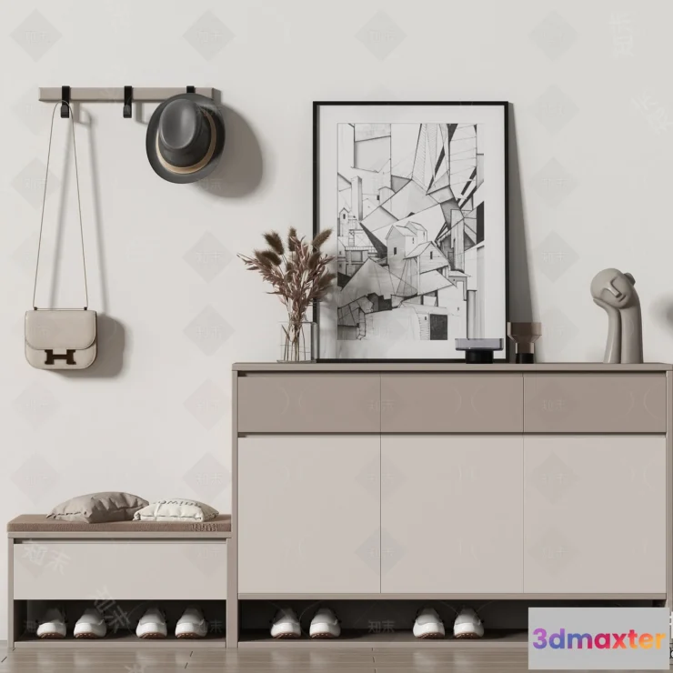 1387172 - Shoe Cabinet and Racks - 3D Models for Interior - 062 3D Max