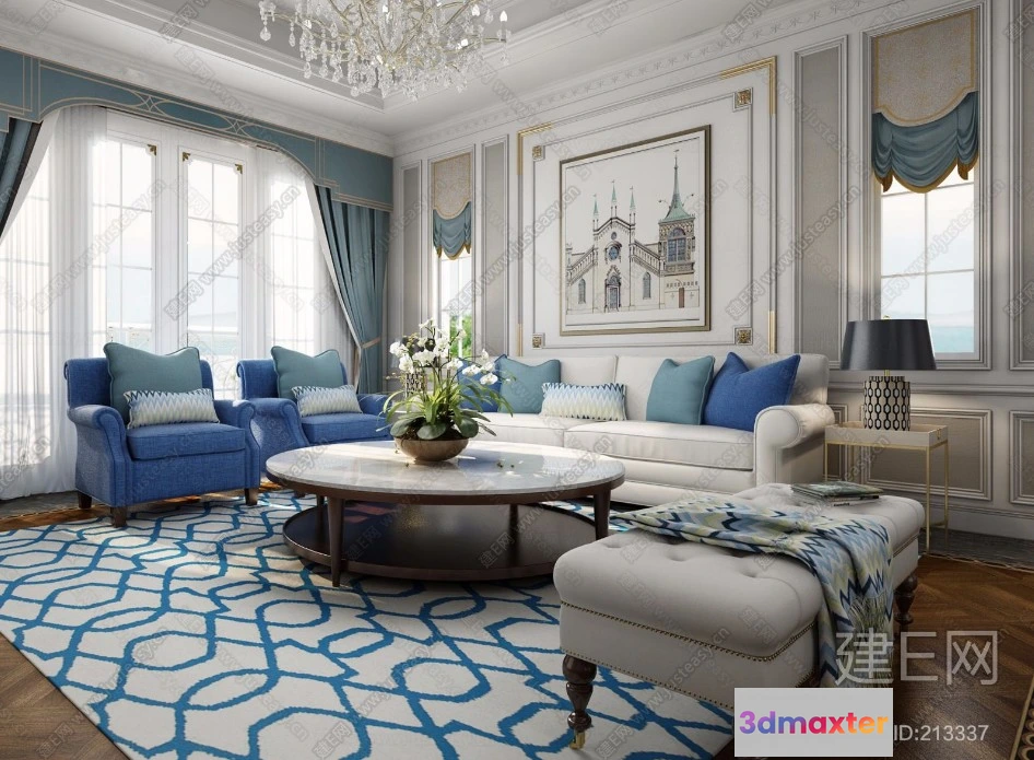 1389306 - Living Room 3D Interior Scene - American Style - 035 3D Max