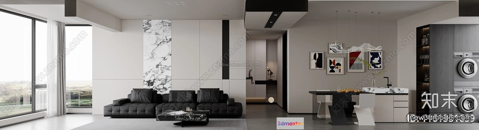 1573020 - Modern Style Interior 3D Blocks and 3D Models - Living Room 3D Scene - 015 3D Max