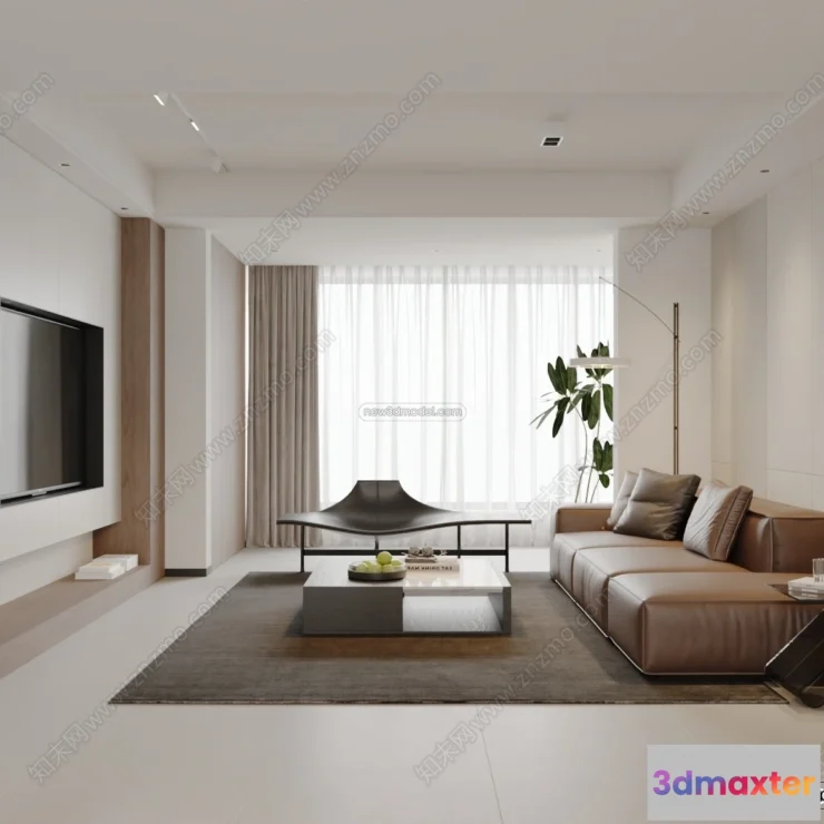 1573046 - Modern Style Interior 3D Blocks and 3D Models - Living Room 3D Scene - 028 3D Max