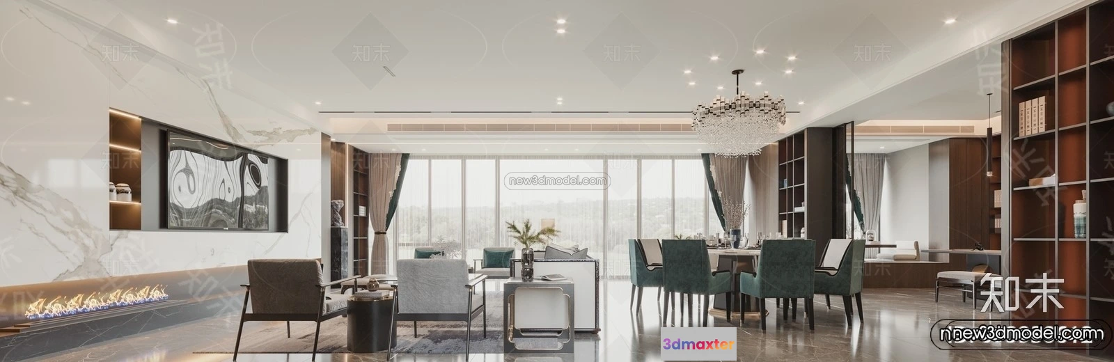 1573144 - Modern Style Interior 3D Blocks and 3D Models - Living Room 3D Scene - 077 3D Max