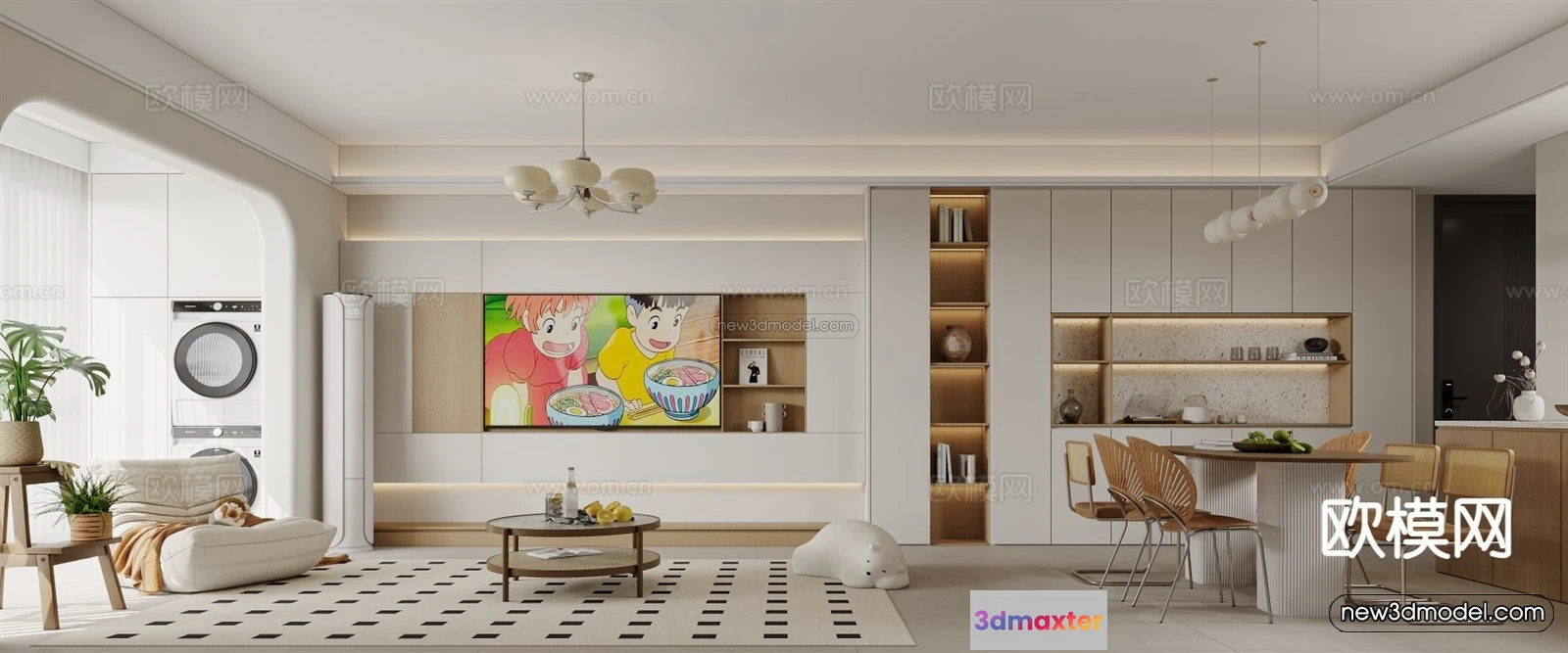 1573192 - Modern Style Interior 3D Blocks and 3D Models - Living Room 3D Scene - 101 3D Max