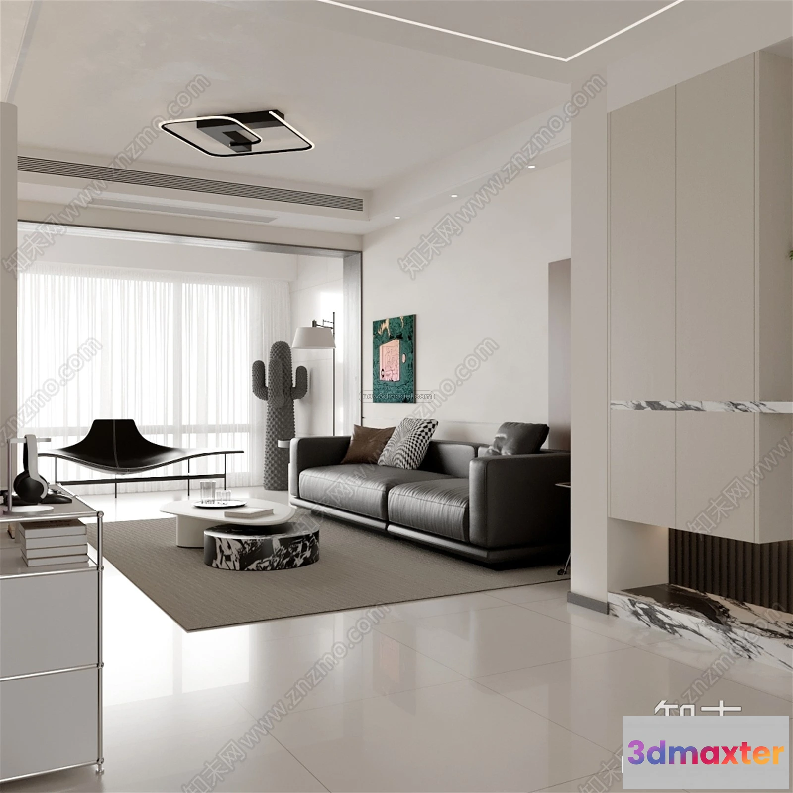 1573220 - Modern Style Interior 3D Blocks and 3D Models - Living Room 3D Scene - 115 3D Max