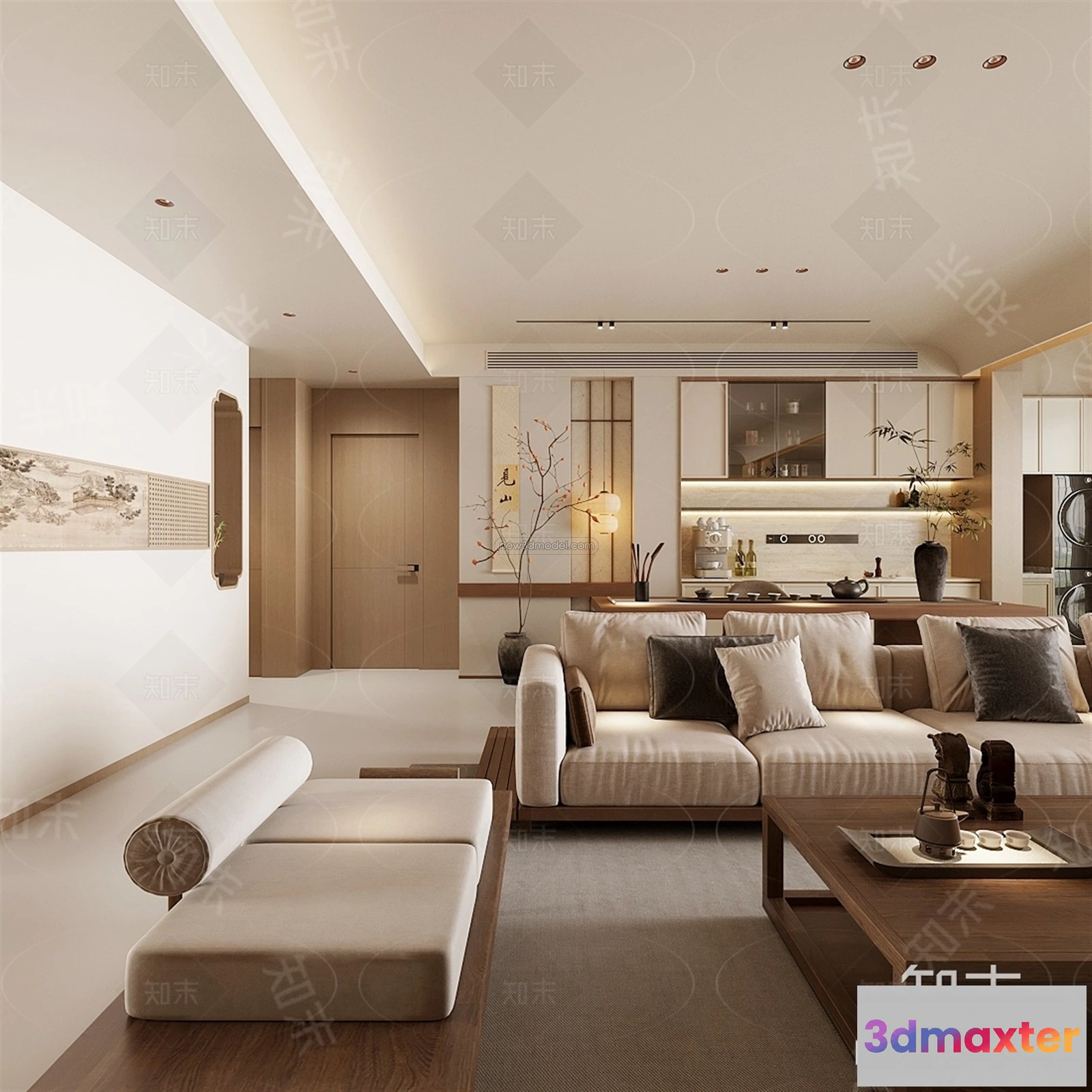 1573238 - Modern Style Interior 3D Blocks and 3D Models - Living Room 3D Scene - 124 3D Max