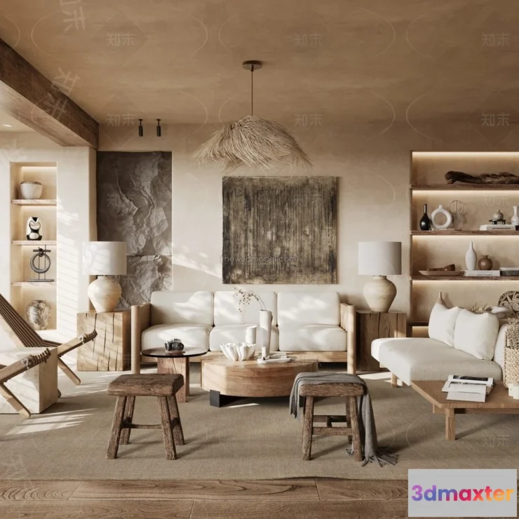 1573286 - Modern Style Interior 3D Blocks and 3D Models - Living Room 3D Scene - 148 3D Max