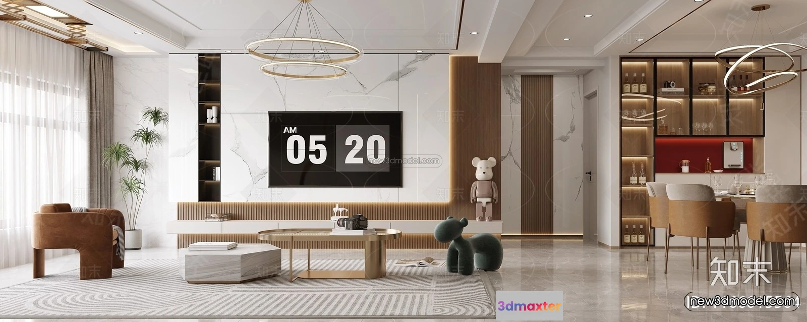 1573356 - Modern Style Interior 3D Blocks and 3D Models - Living Room 3D Scene - 183 3D Max