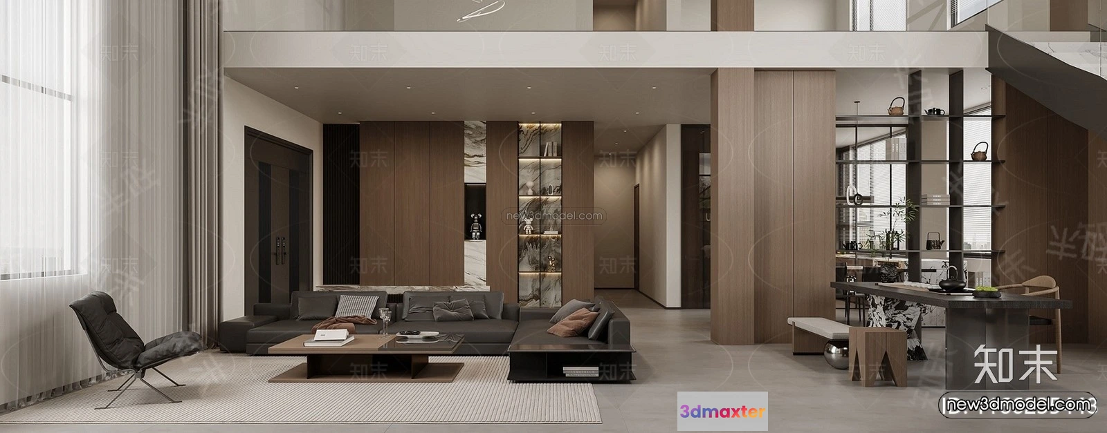 1573380 - Modern Style Interior 3D Blocks and 3D Models - Living Room 3D Scene - 195 3D Max