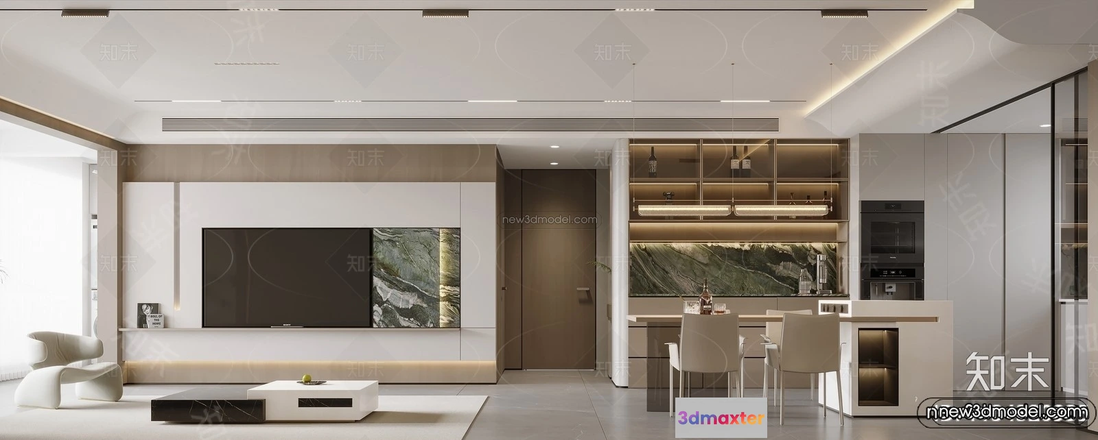 1573426 - Modern Style Interior 3D Blocks and 3D Models - Living Room 3D Scene - 218 3D Max