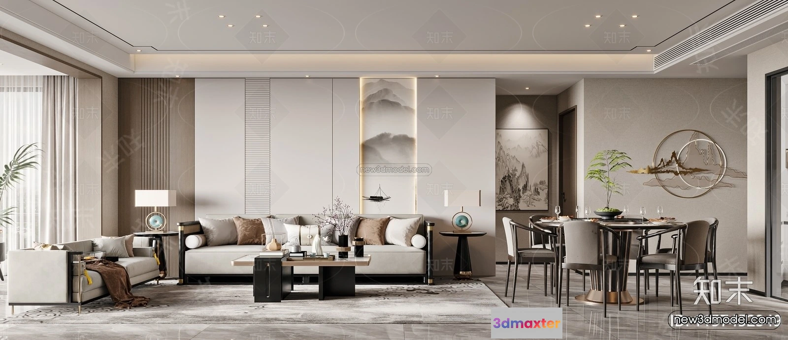 1573532 - Modern Style Interior 3D Blocks and 3D Models - Living Room 3D Scene - 271 3D Max