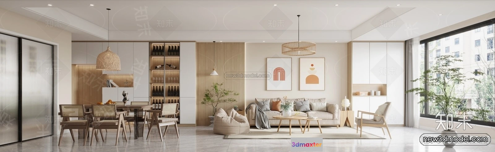 1573574 - Modern Style Interior 3D Blocks and 3D Models - Living Room 3D Scene - 292 3D Max