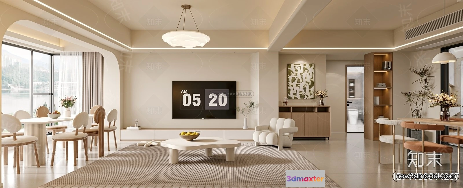 1573614 - Modern Style Interior 3D Blocks and 3D Models - Living Room 3D Scene - 312 3D Max