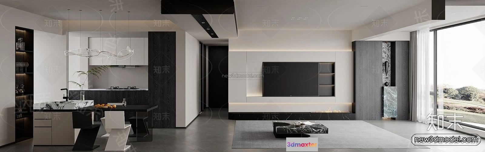 1573650 - Modern Style Interior 3D Blocks and 3D Models - Living Room 3D Scene - 330 3D Max