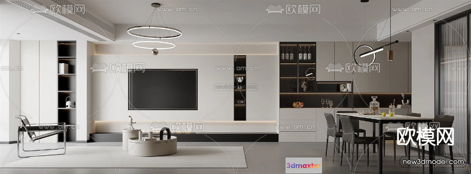 1573652 - Modern Style Interior 3D Blocks and 3D Models - Living Room 3D Scene - 331 3D Max