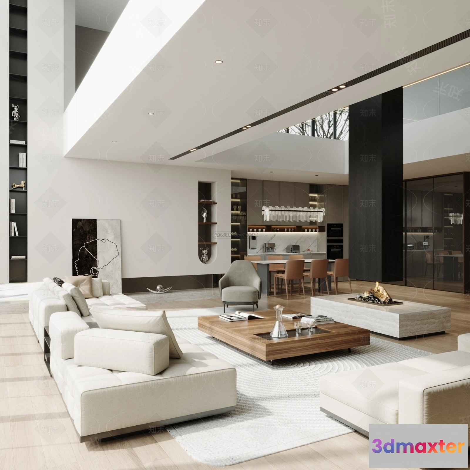 1573718 - Modern Style Interior 3D Blocks and 3D Models - Living Room 3D Scene - 364 3D Max