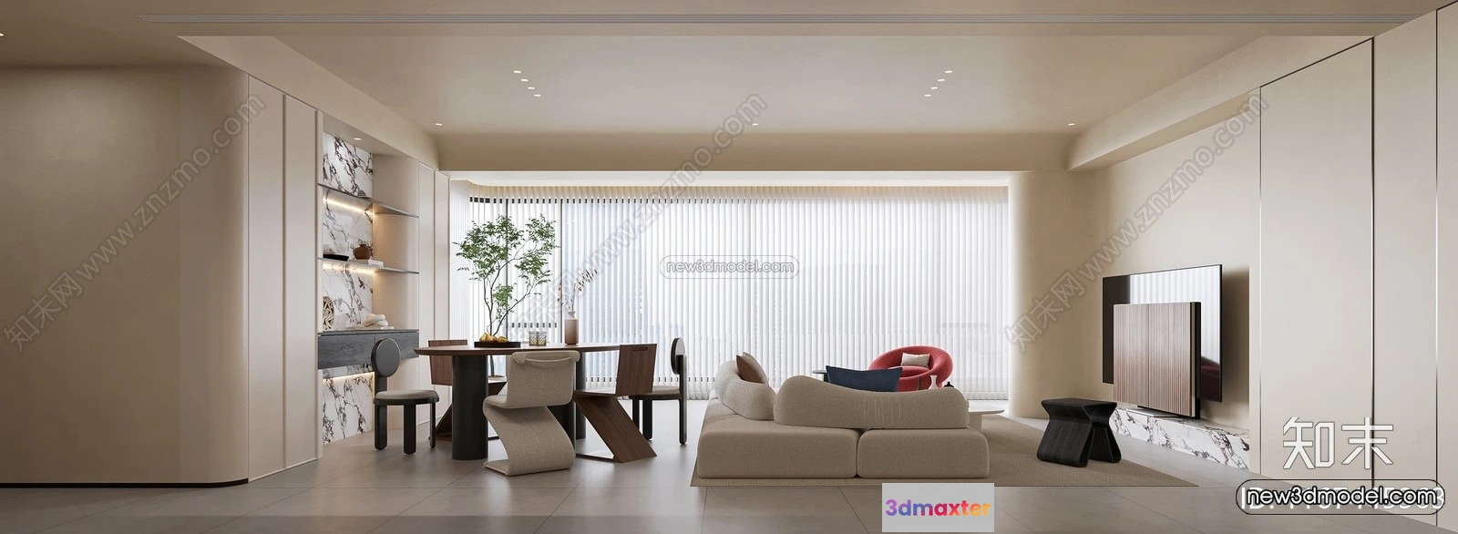 1573762 - Modern Style Interior 3D Blocks and 3D Models - Living Room 3D Scene - 386 3D Max