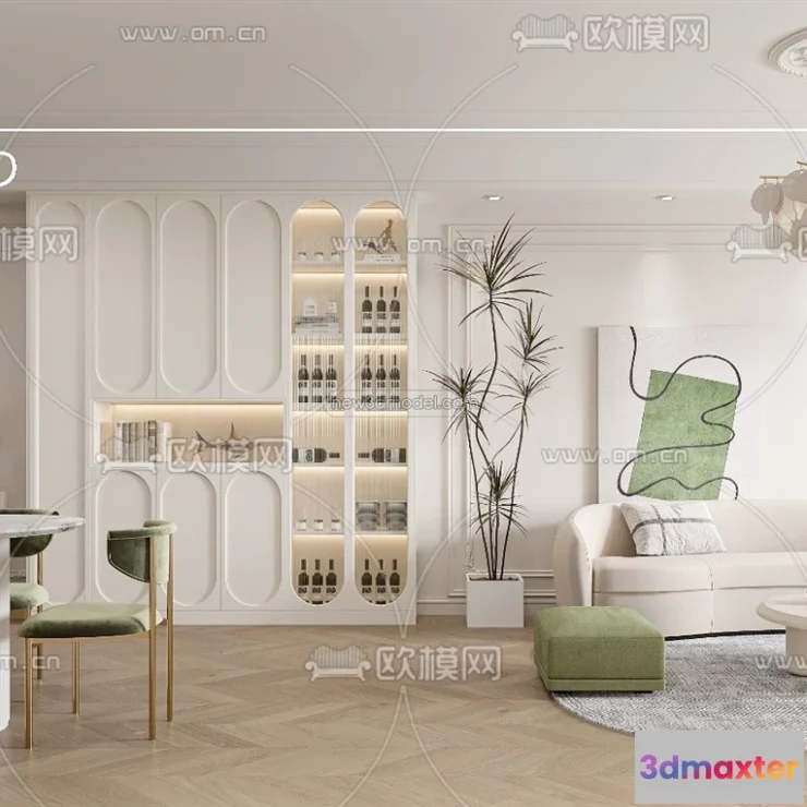 1573766 - Modern Style Interior 3D Blocks and 3D Models - Living Room 3D Scene - 388 3D Max