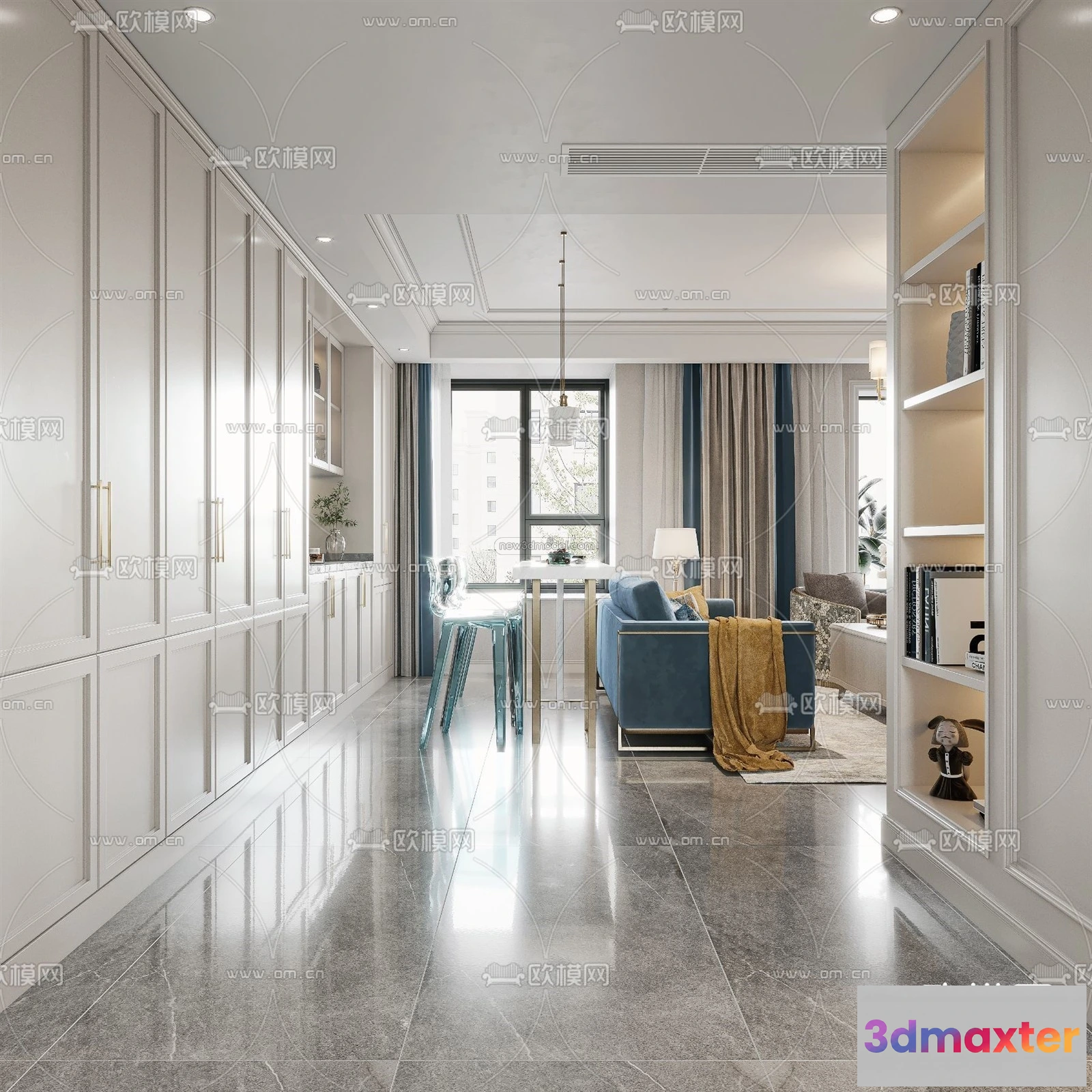 1580888 - Europe Style Interior 3D Blocks - Living Room 3D Model - 003 3D Max