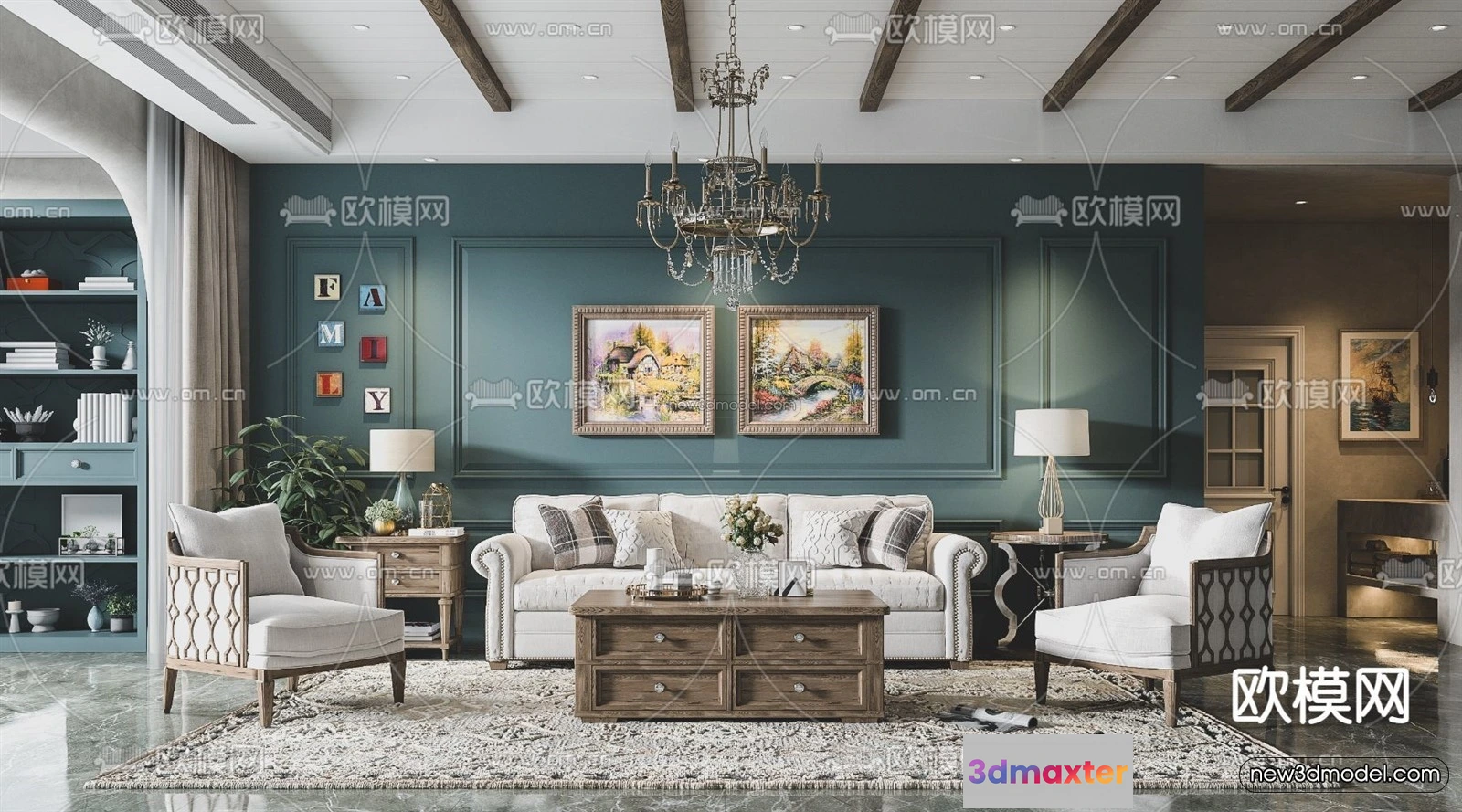 1580898 - Europe Style Interior 3D Blocks - Living Room 3D Model - 008 3D Max