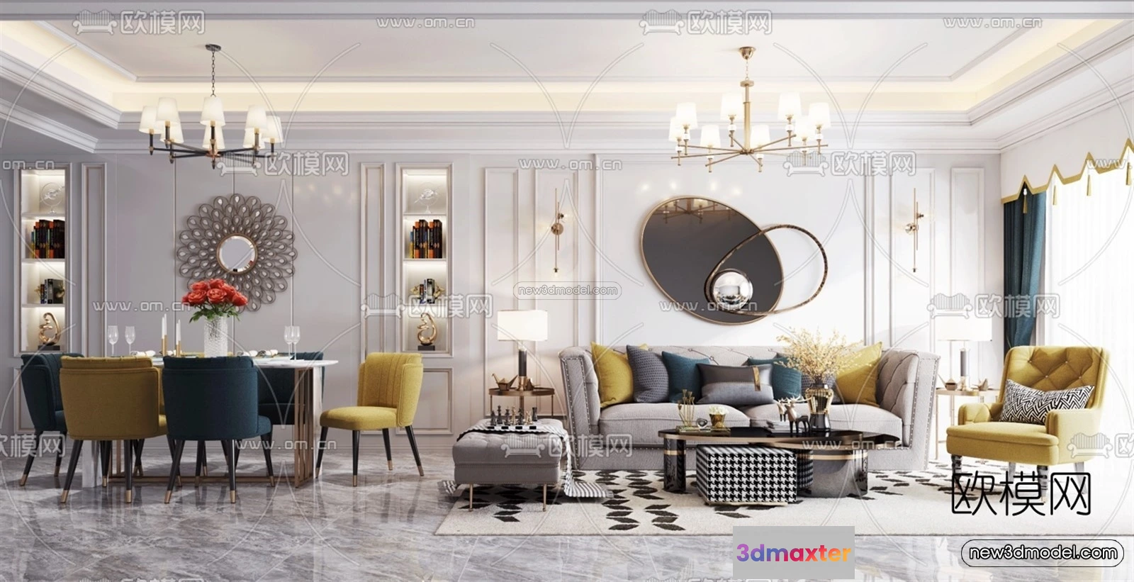 1580924 - Europe Style Interior 3D Blocks - Living Room 3D Model - 021 3D Max