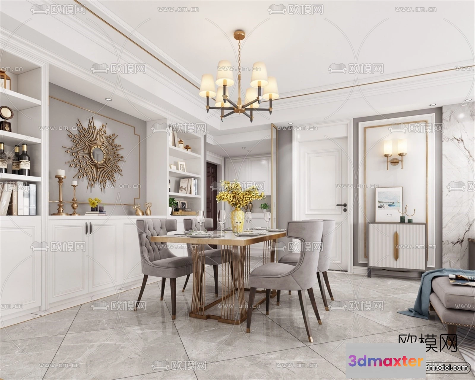 1580968 - Europe Style Interior 3D Blocks - Living Room 3D Model - 043 3D Max