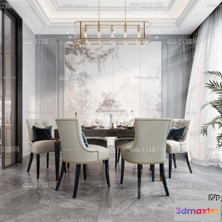 1581000 - Europe Style Interior 3D Blocks - Living Room 3D Model - 059 3D Max