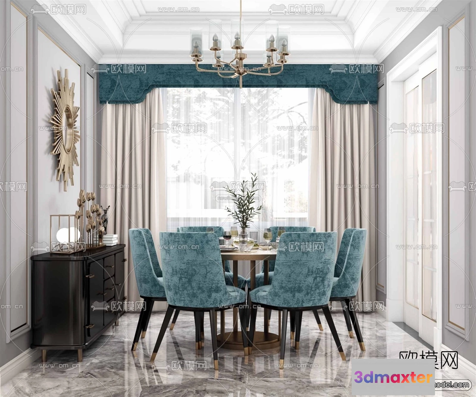 1581032 - Europe Style Interior 3D Blocks - Living Room 3D Model - 075 3D Max