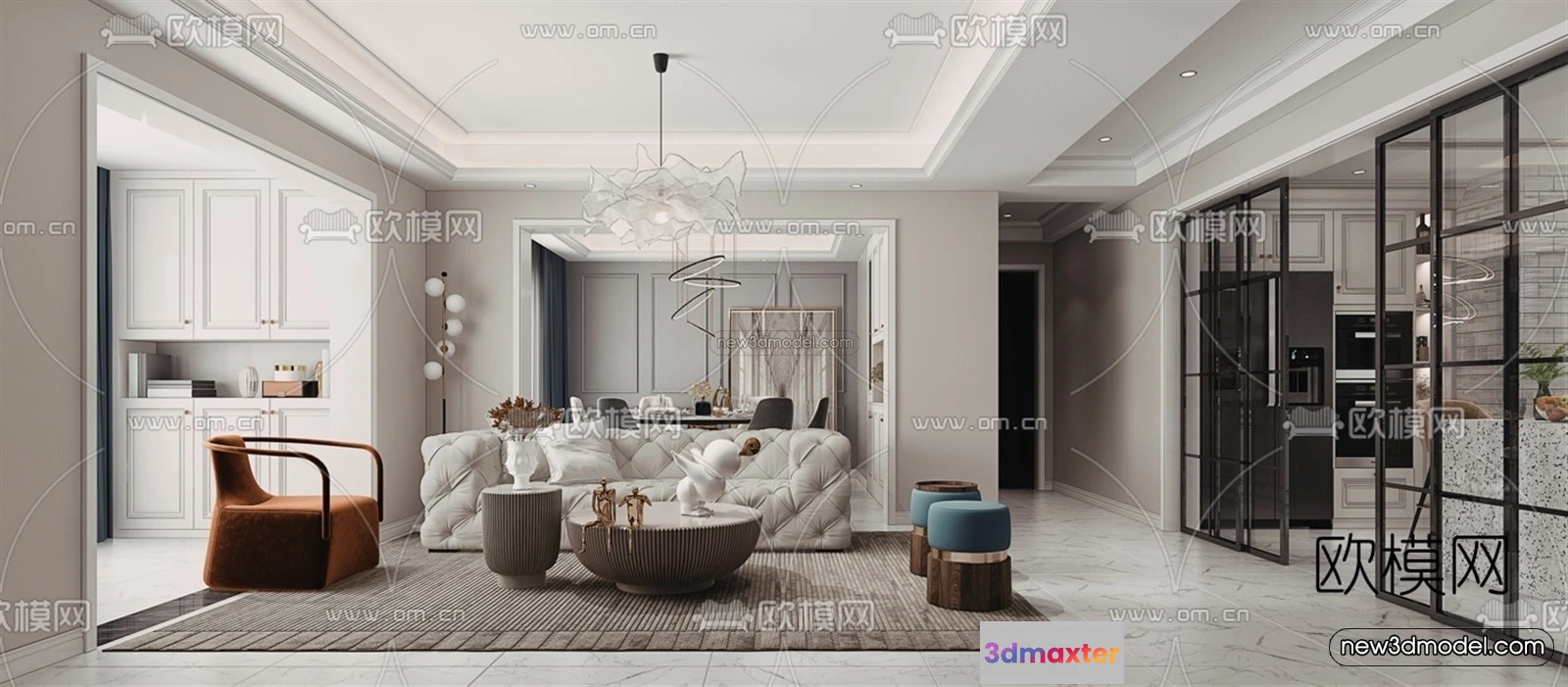 1581044 - Europe Style Interior 3D Blocks - Living Room 3D Model - 081 3D Max