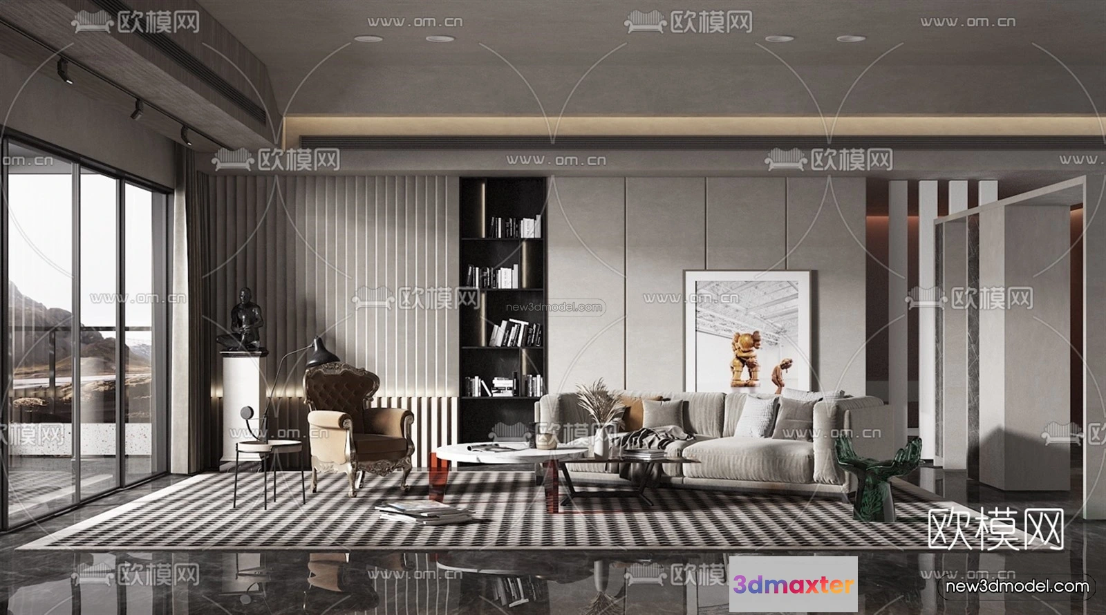 1581060 - Europe Style Interior 3D Blocks - Living Room 3D Model - 089 3D Max