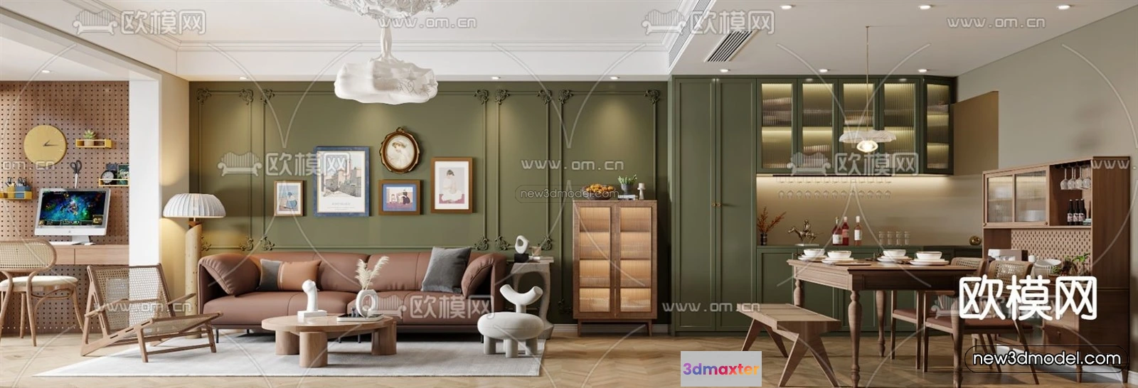 1581080 - Europe Style Interior 3D Blocks - Living Room 3D Model - 099 3D Max