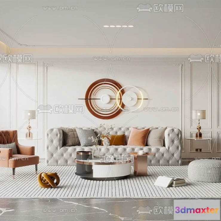 1581092 - Europe Style Interior 3D Blocks - Living Room 3D Model - 105 3D Max