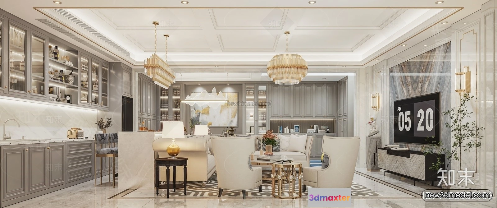 1581096 - Europe Style Interior 3D Blocks - Living Room 3D Model - 107 3D Max