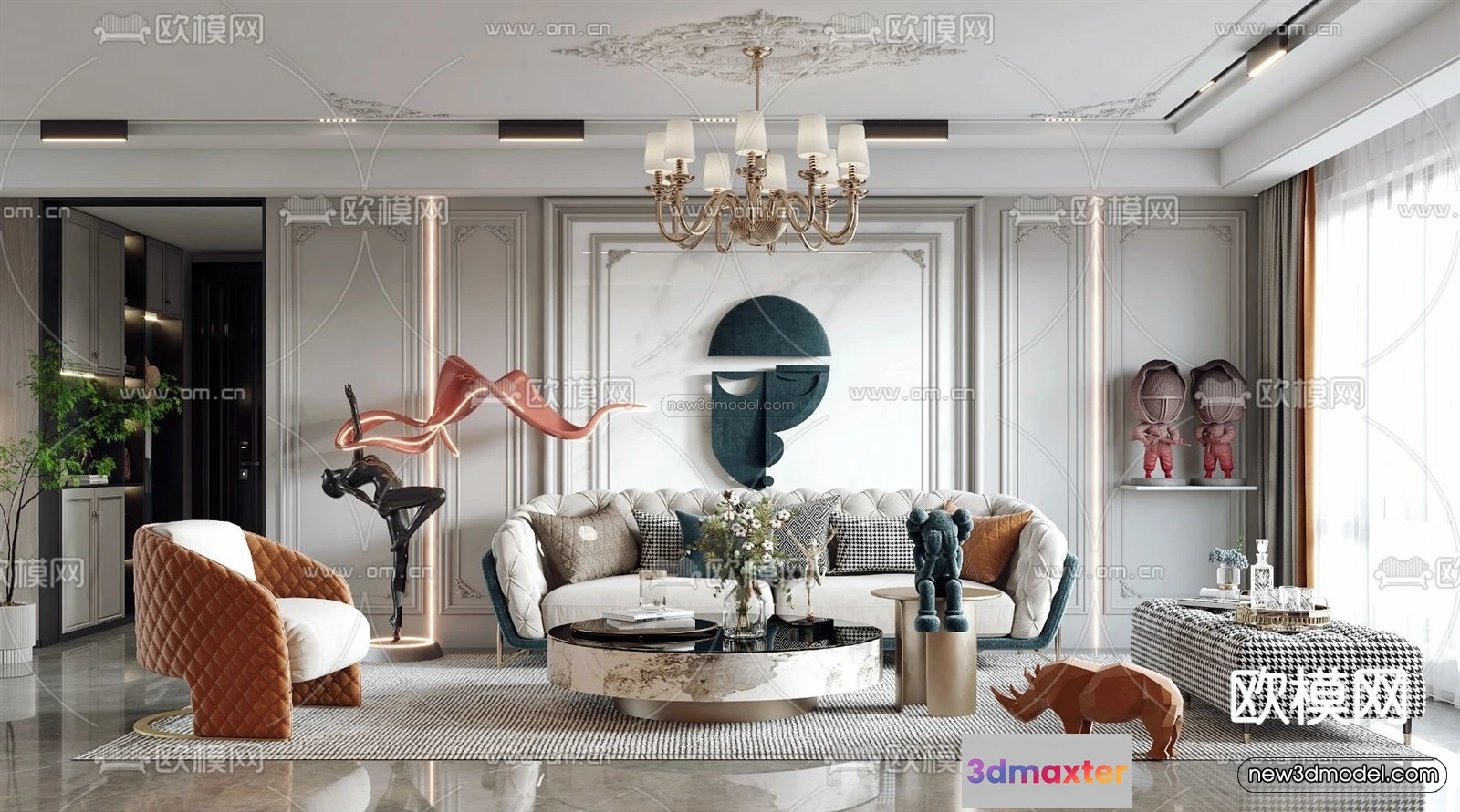 1581106 - Europe Style Interior 3D Blocks - Living Room 3D Model - 112 3D Max