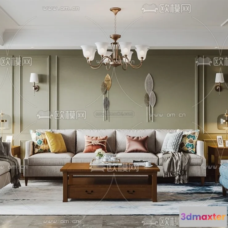 1581108 - Europe Style Interior 3D Blocks - Living Room 3D Model - 113 3D Max