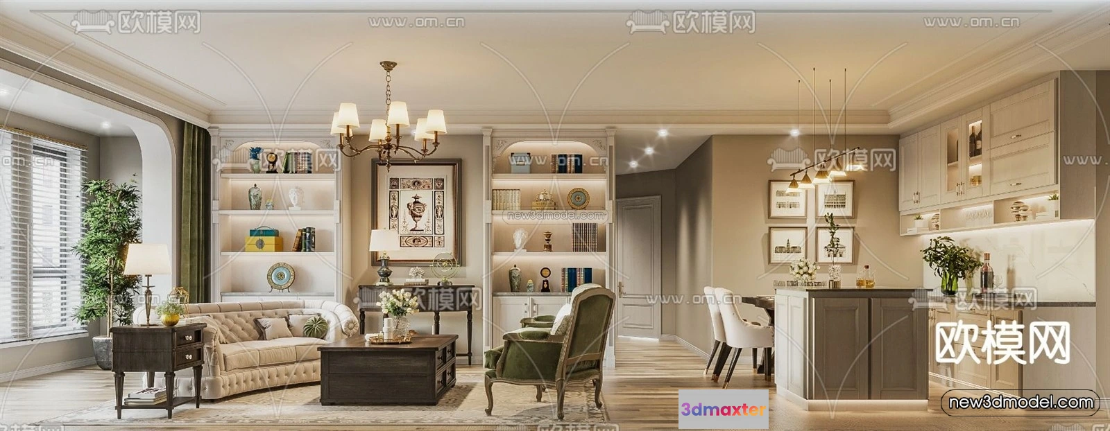 1581114 - Europe Style Interior 3D Blocks - Living Room 3D Model - 116 3D Max