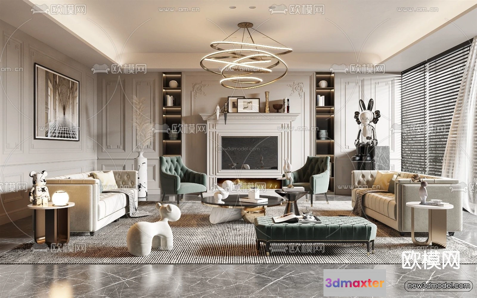 1581124 - Europe Style Interior 3D Blocks - Living Room 3D Model - 121 3D Max