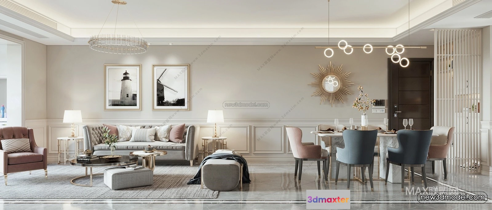 1581128 - Europe Style Interior 3D Blocks - Living Room 3D Model - 123 3D Max