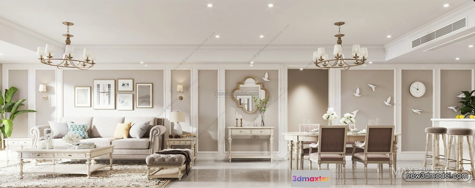 1581132 - Europe Style Interior 3D Blocks - Living Room 3D Model - 125 3D Max