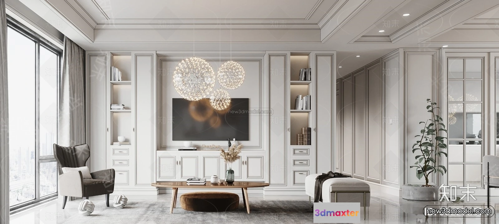 1581150 - Europe Style Interior 3D Blocks - Living Room 3D Model - 134 3D Max