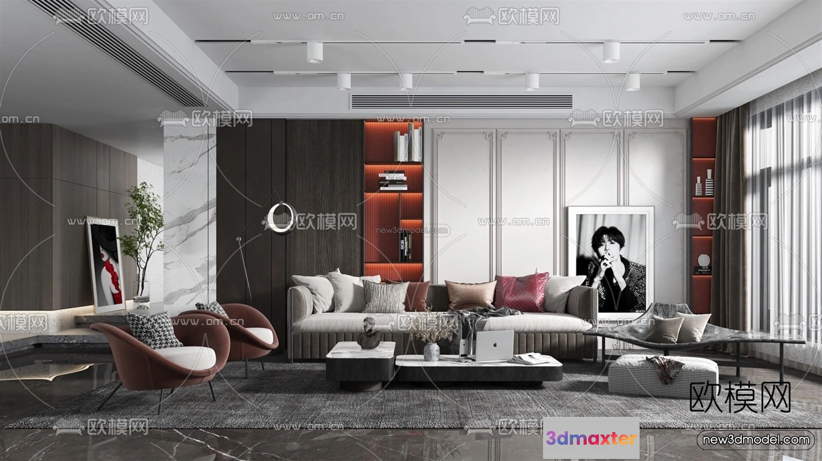 1581176 - Europe Style Interior 3D Blocks - Living Room 3D Model - 147 3D Max