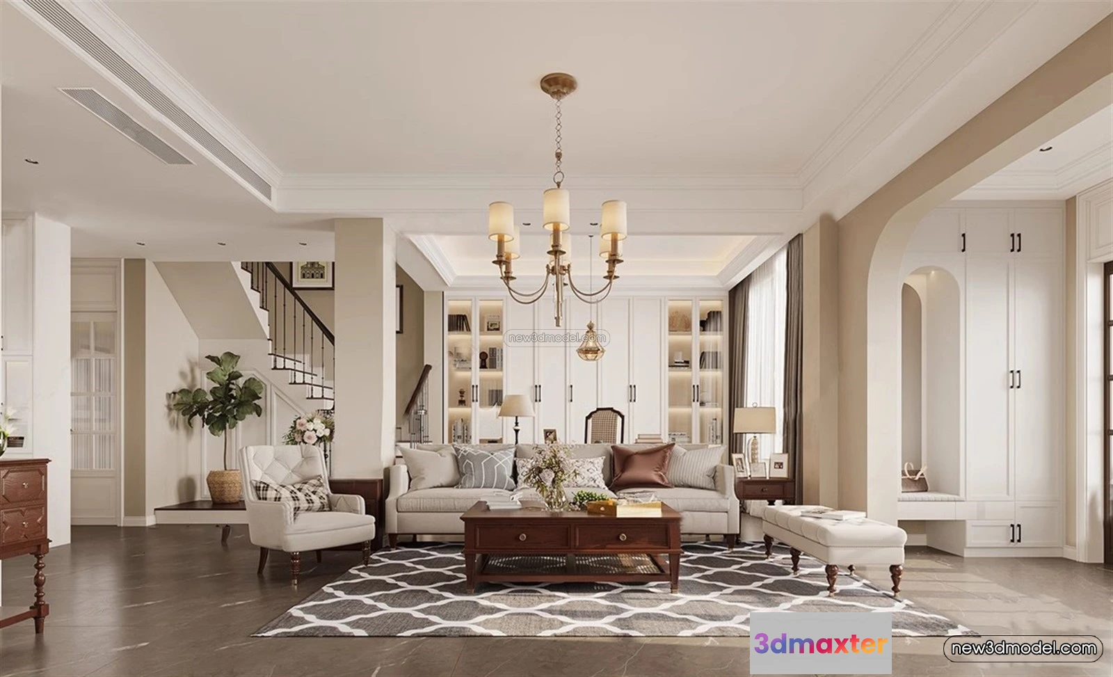 1581190 - Europe Style Interior 3D Blocks - Living Room 3D Model - 154 3D Max