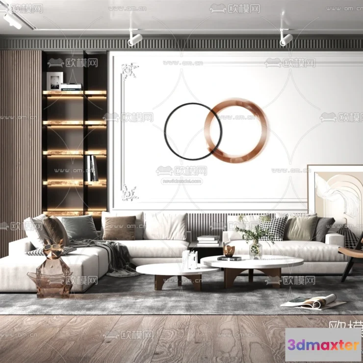 1581200 - Europe Style Interior 3D Blocks - Living Room 3D Model - 159 3D Max