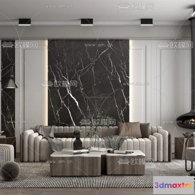 1581210 - Europe Style Interior 3D Blocks - Living Room 3D Model - 164 3D Max