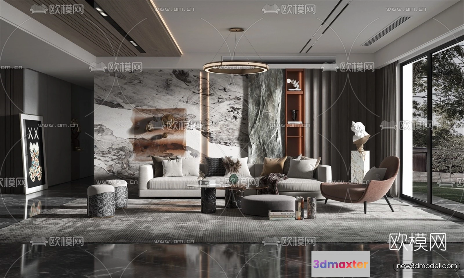 1581214 - Europe Style Interior 3D Blocks - Living Room 3D Model - 166 3D Max