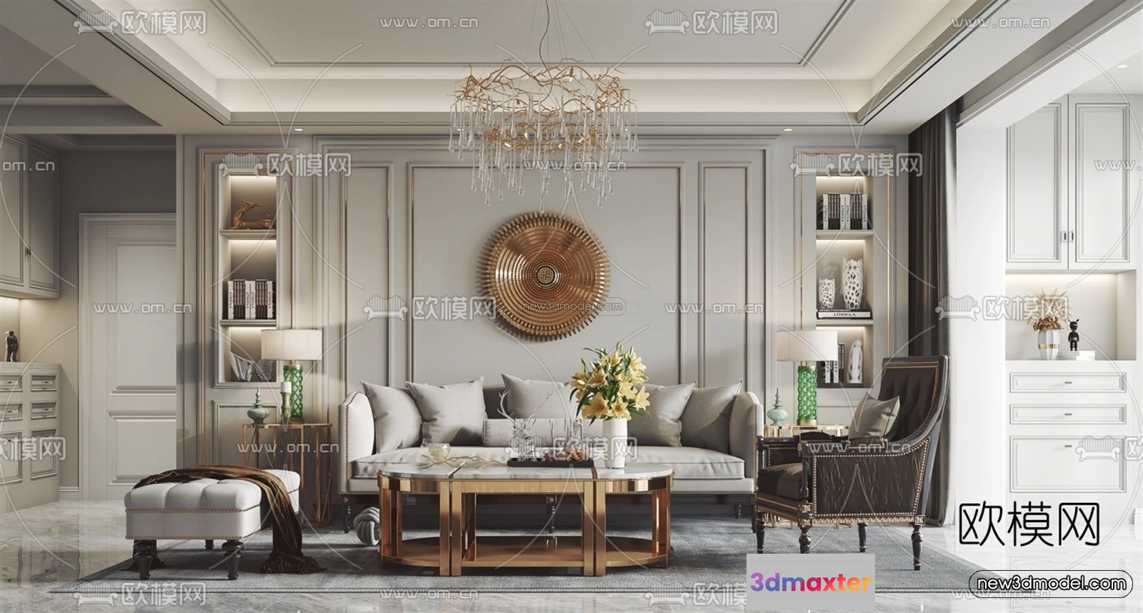 1581220 - Europe Style Interior 3D Blocks - Living Room 3D Model - 169 3D Max